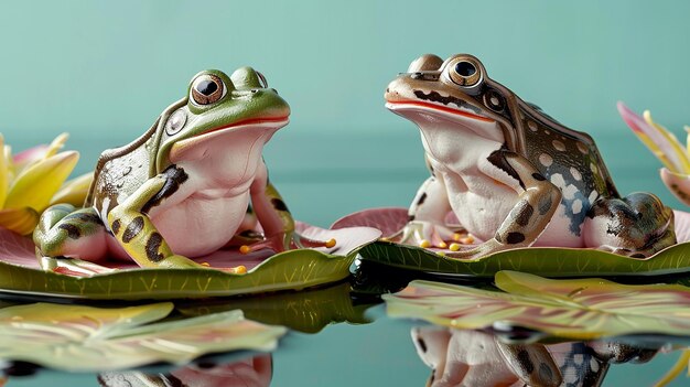 Whimsical Rubber Frogs on Lily Pad