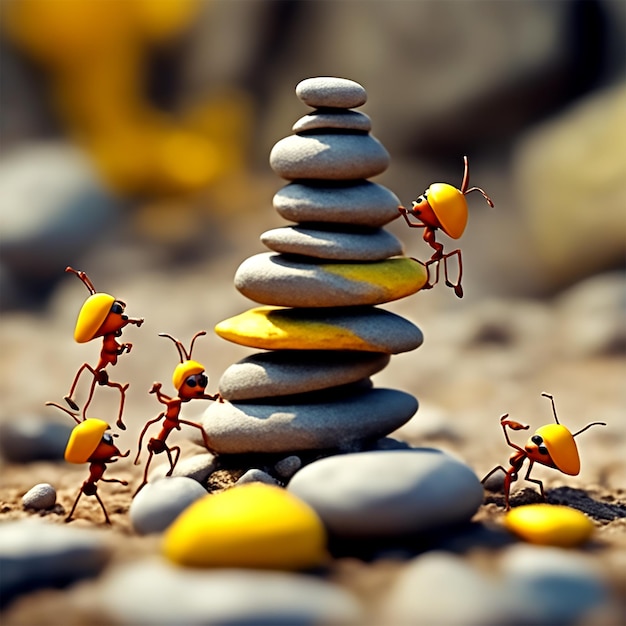 Whimsical Scenes Unveiled Ants Architect Micro world Marvels and Caricatured Builders