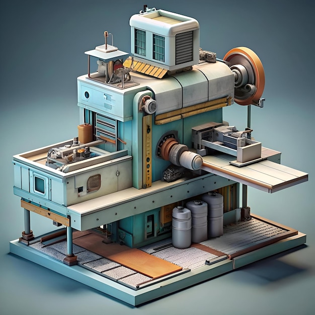 Photo a whimsical stylized illustration of a miniature industrial machine