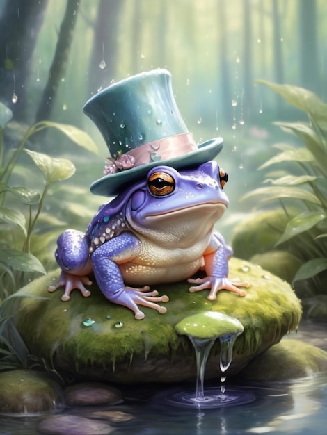 A whimsical toad in magical forest