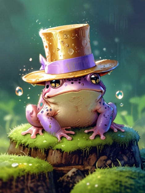 A whimsical toad in magical forest