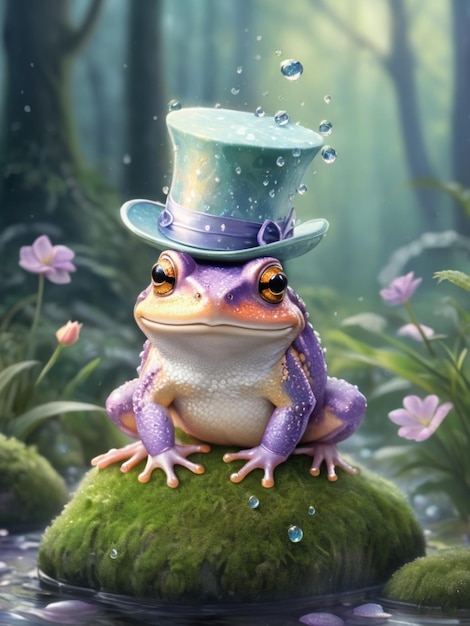 A whimsical toad in magical forest