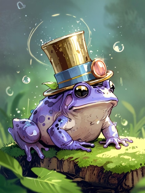 A whimsical toad in magical forest