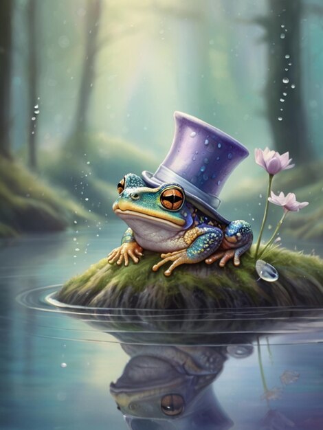 A whimsical toad in magical forest