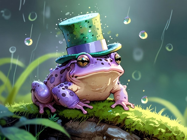 A whimsical toad in magical forest