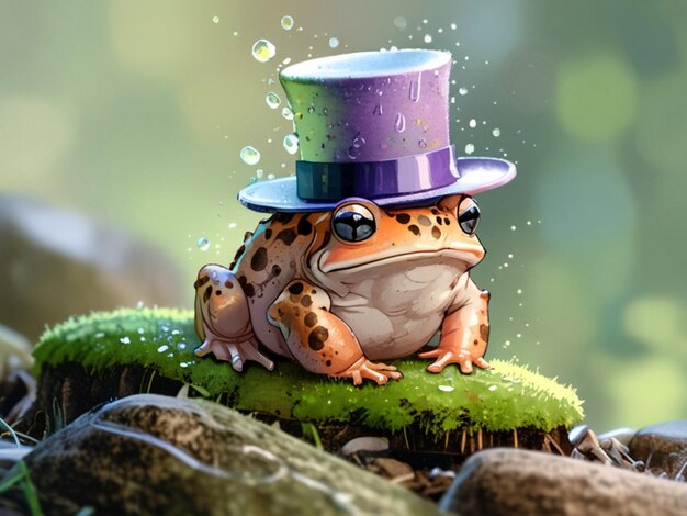 A whimsical toad in magical forest