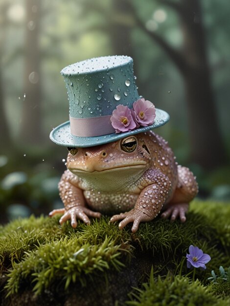 A whimsical toad in magical forest