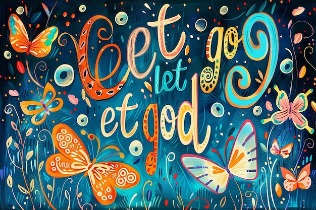 A whimsical and vibrant illustration featuring lets go