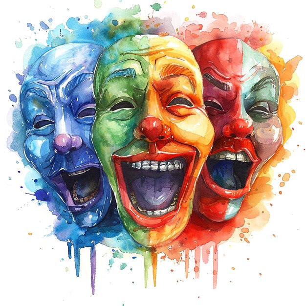 Photo whimsical_watercolor_comedy_masks