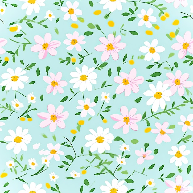 Photo whimsical watercolor floral patternseamless floral patternseamless pattern with flowers