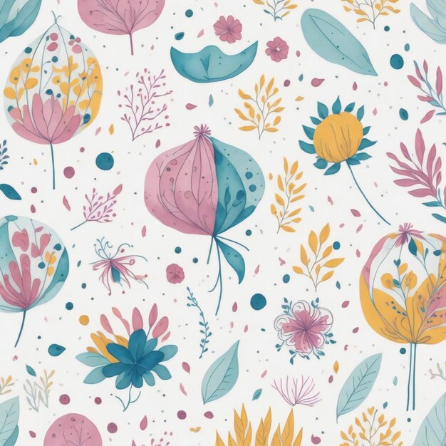 A whimsical watercolor pattern with playful splashes and doodles ai generated