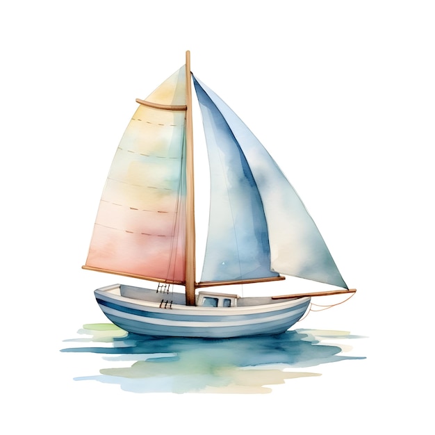 Whimsical Watercolor Toy Sailboat for Nursery Decor