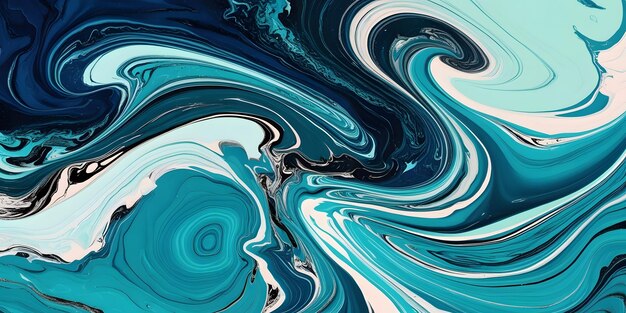 Whimsical Watercolor Waves Ocean blue color abstract background