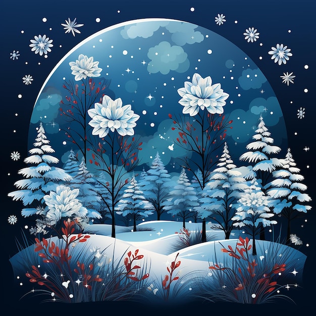 A Whimsical Winter Wonderland with Glowing Lights Sparkling Snow Ai generated