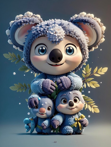 Whimsical Wonder Adorable Baby Koala in Charming Cartoon Fantasy Style