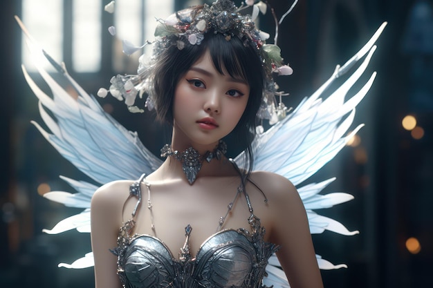 Whimsical Wonders Asian Girl Radiates Magic in Enchanting Fairy Costume