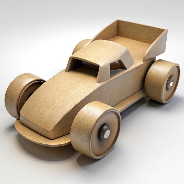 Whimsical Wooden Toy Car Looming Over a Magical Table Generative AI