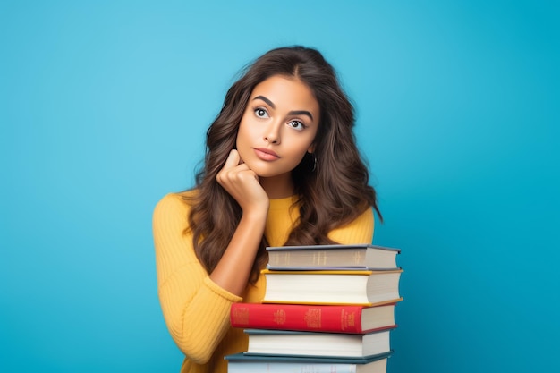 The Whimsical World of a BookLoving Girl A Confused Cutie Surrounded by a Mountain of Books