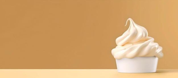 Whipped cream in a bowl isolated on white background with copy space Generative AI