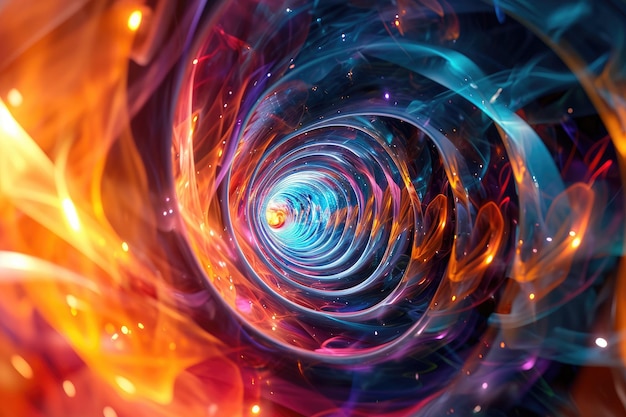 Whirling vortex of colors and shapes in a psychedelic 3D abstract background