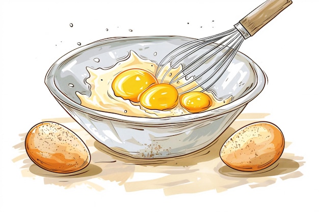 Photo a whisk eggs in a bowl