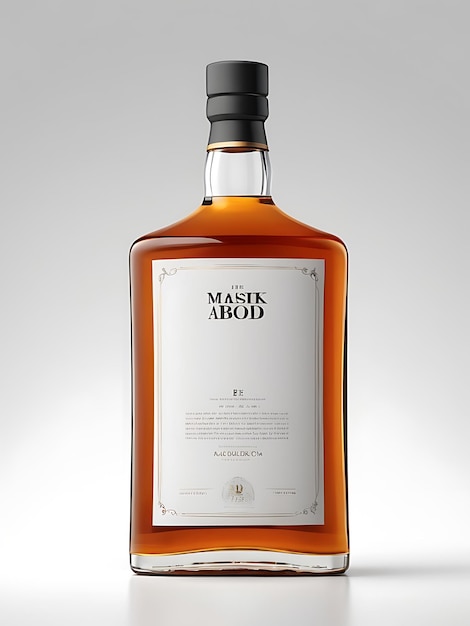 Photo whiskey bottle with label mockup