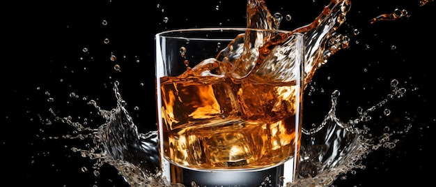 Whiskey falling into Glass Freeze Motion