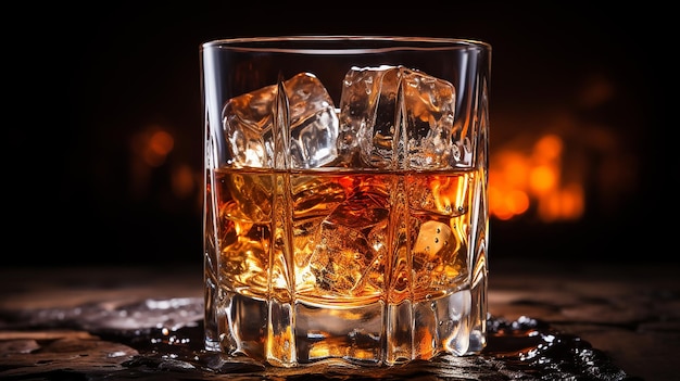 Whiskey on the Rocks Minimalist Shot Glass Photography