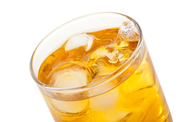 Whiskey with ice cubes Isolated on white background