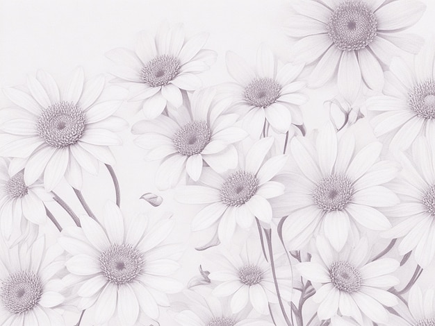 Whispering Blooms Pencil Drawing of Minimalist Single Flower Patterns on Various Backgrounds