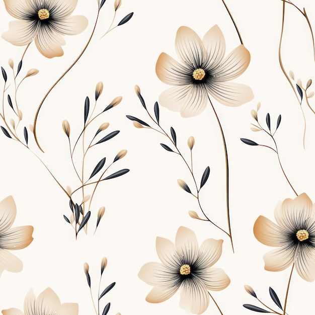 Whispering Blooms Pencil Drawing of Minimalist Single Flower Patterns on Various Backgrounds