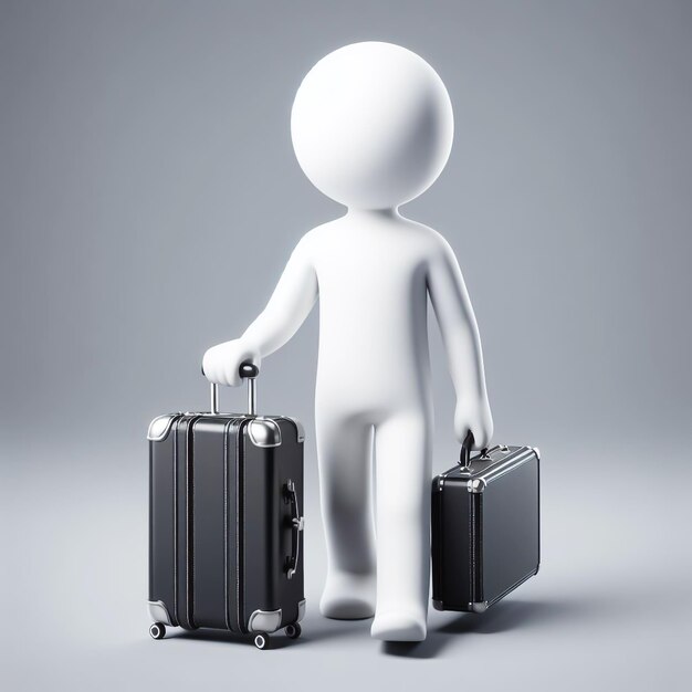 Photo white 3d figure with suitcases