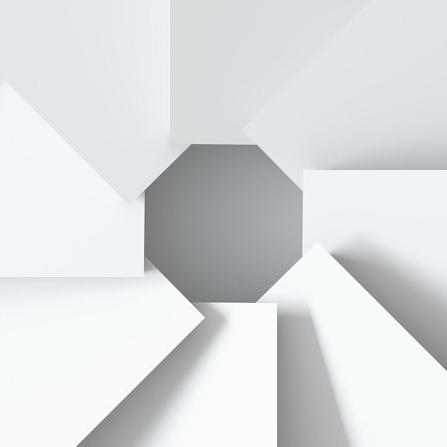 White 3d geometric background with center Multifaceted banner White enlarged abstraction