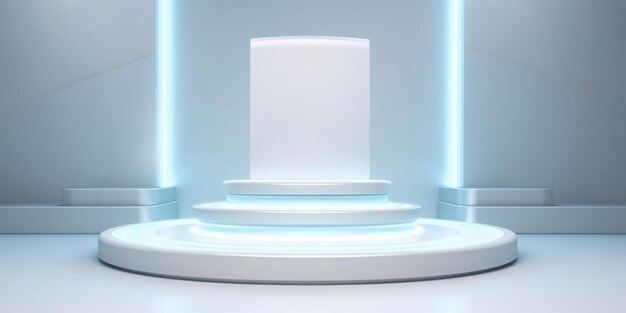 White 3D Room with Podium or Stand for Product Display Futuristic Podium Scene Generative AI