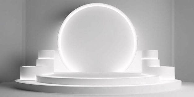 White 3D Room with Podium or Stand for Product Display Futuristic Podium Scene Generative AI