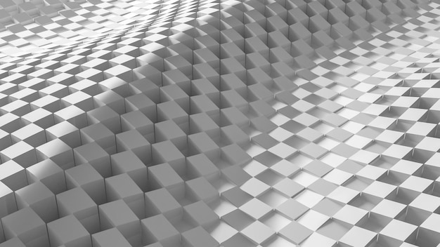 White abstract background 3d geometric wavy square surface