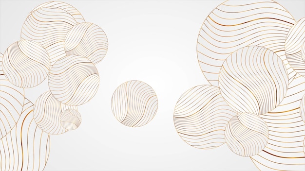 White abstract background with golden wavy pattern