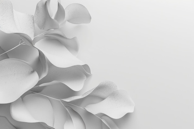 Photo white abstract leaves minimalism soft shapes light background