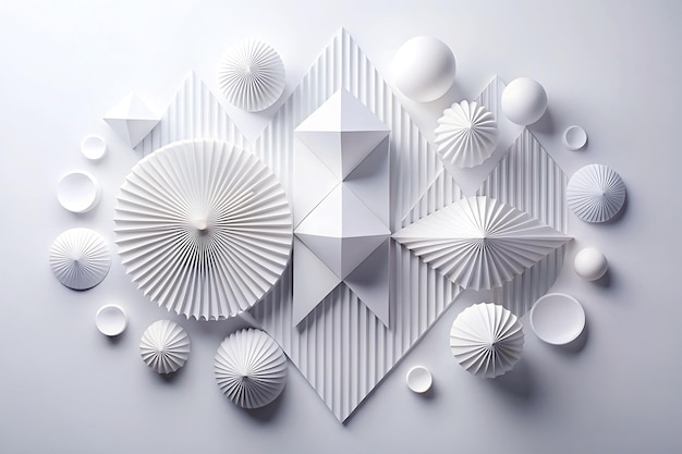 White abstract shapes on a minimalist backdrop