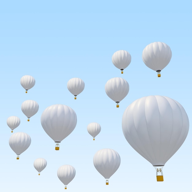 White air ballon on sky background 3d illustration