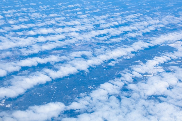 White and air clouds from above Cloud background