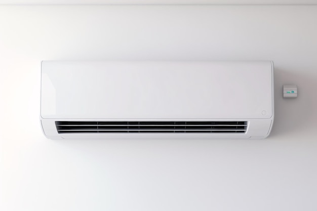 Photo a white air conditioner on a white wall