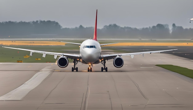 Photo a white airplane is on the runway with the words  air  on the tail