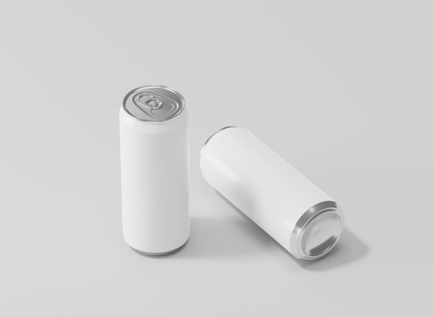 White aiuminum soda can mockup metal can of 3d realistic container for beer or energy drink