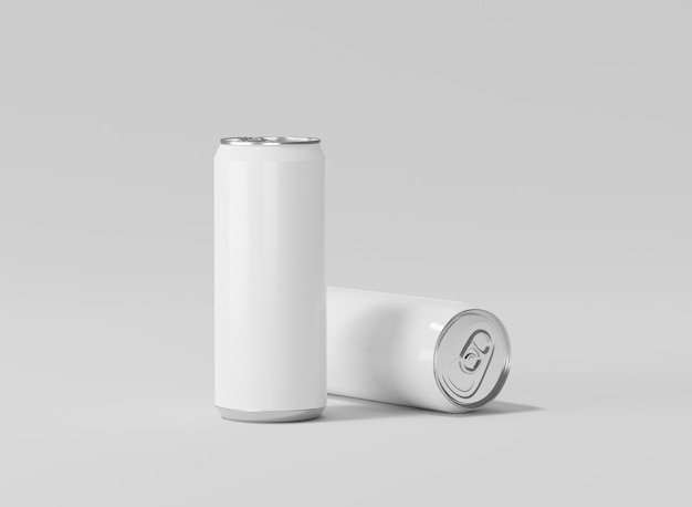 White aiuminum soda can mockup metal can of 3d realistic container for beer or energy drink