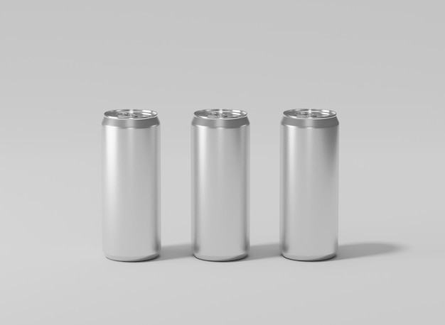 White aiuminum soda can mockup metal can of 3d realistic container for beer or energy drink