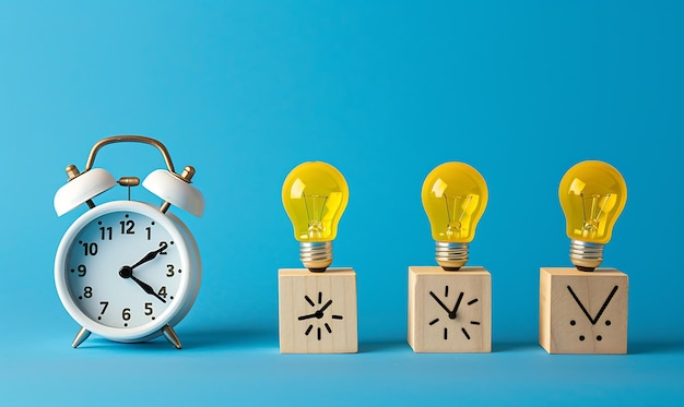 Photo white alarm clock on its side next to three items