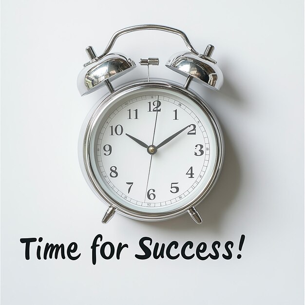 White Alarm Clock Time for Success Banner