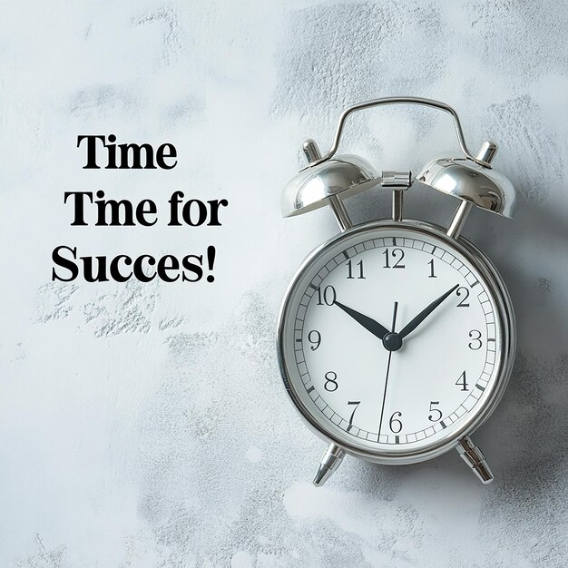 White Alarm Clock Time for Success Banner