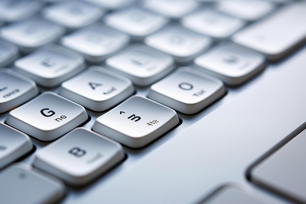 White aluminum keyboard in close up